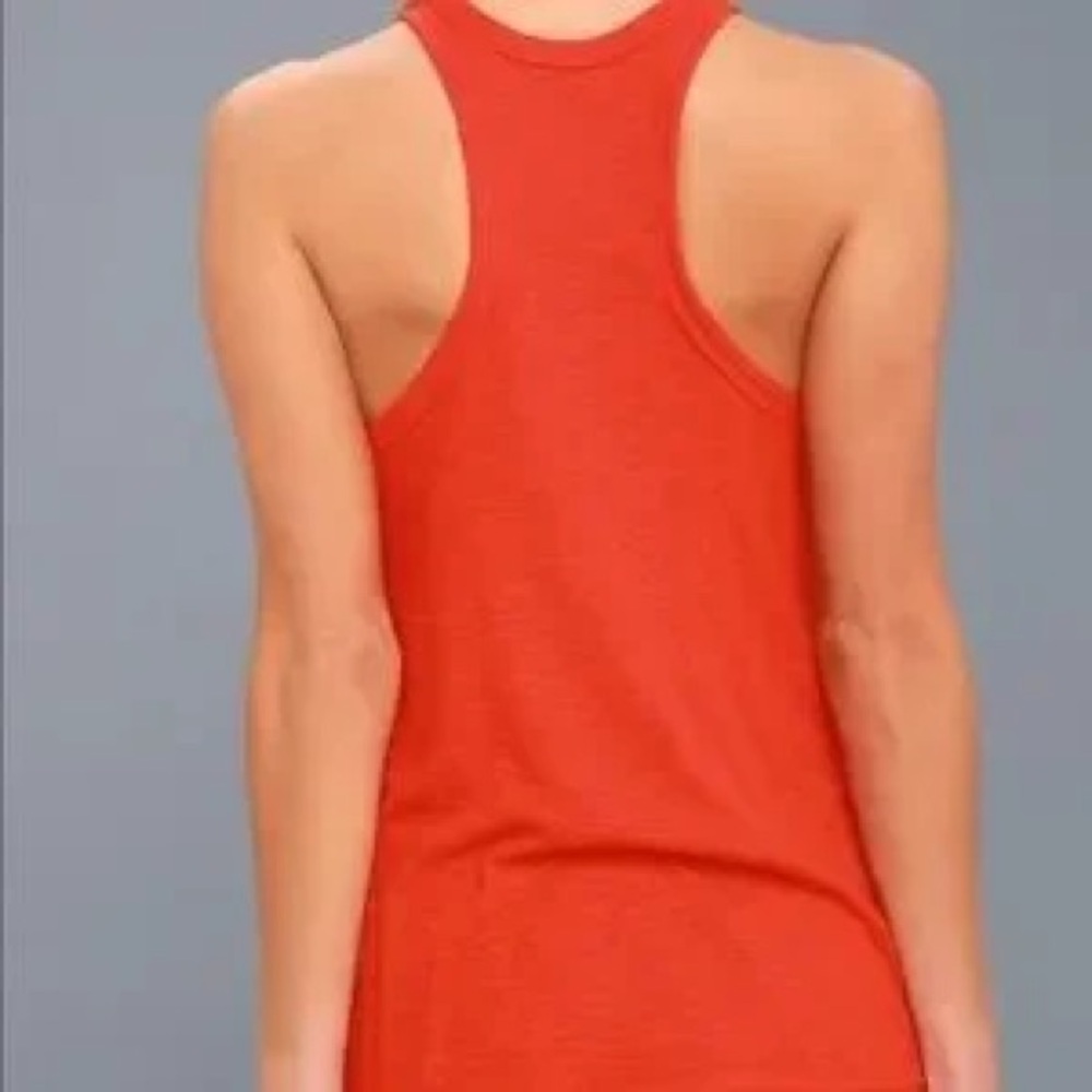Free People Intimately Red Ribbed Racerback Tank High Neck Flowy Size Large NWOT - Picture 2 of 7